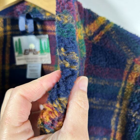 VTG 90s Eastern Mountain Sports 1/4 Zip Pullover Fleece Henley Mens XL Blue USA - Picture 4 of 9